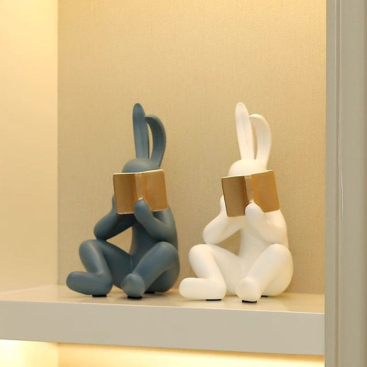 Modern Art Reading Rabbit Ornaments Light Luxury Minimalist Living Room Entrance Study Display Cabinet Creative Children's Room Decoration