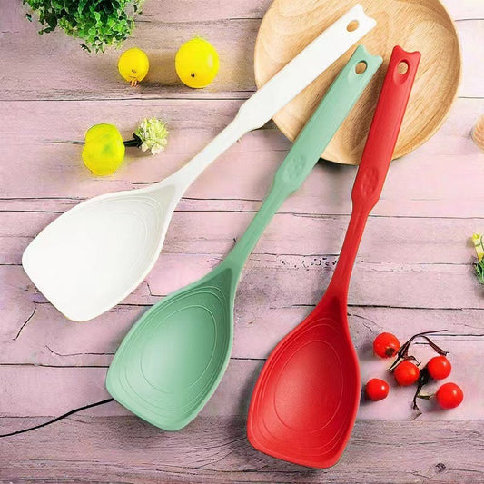 Multi-purpose One-piece Silicone Scale Shovel Spoon High Temperature Resistant Silicone Spatula Soup Spoon 2-in -1 Cooking Spatula Household Shovel Spoon