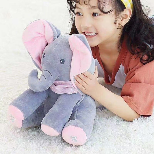 Peek-a-boo Singing Elephant Doll Pacifying Baby Doll Early Education Children's Singing Plush Toy Coax Baby Artifact