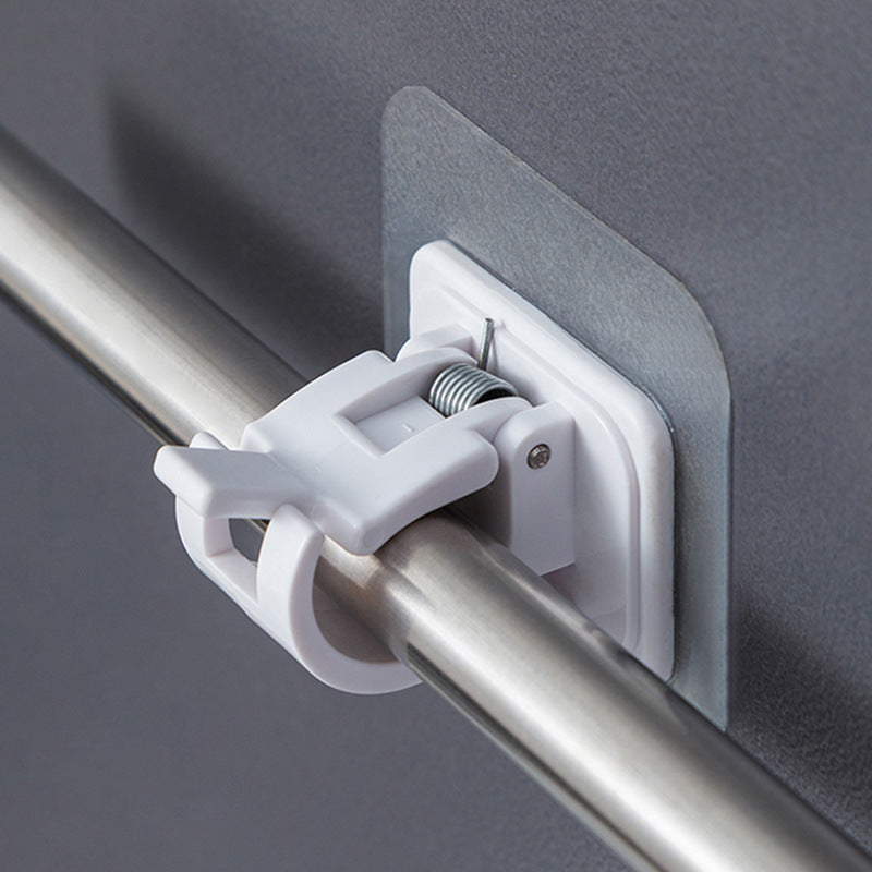 Punch-free Curtain Shower Curtain Hook Telescopic Rod Adhesive Hook Fixing Clip Holder Paste Support Clip Door Curtain Hanging Rod Holder