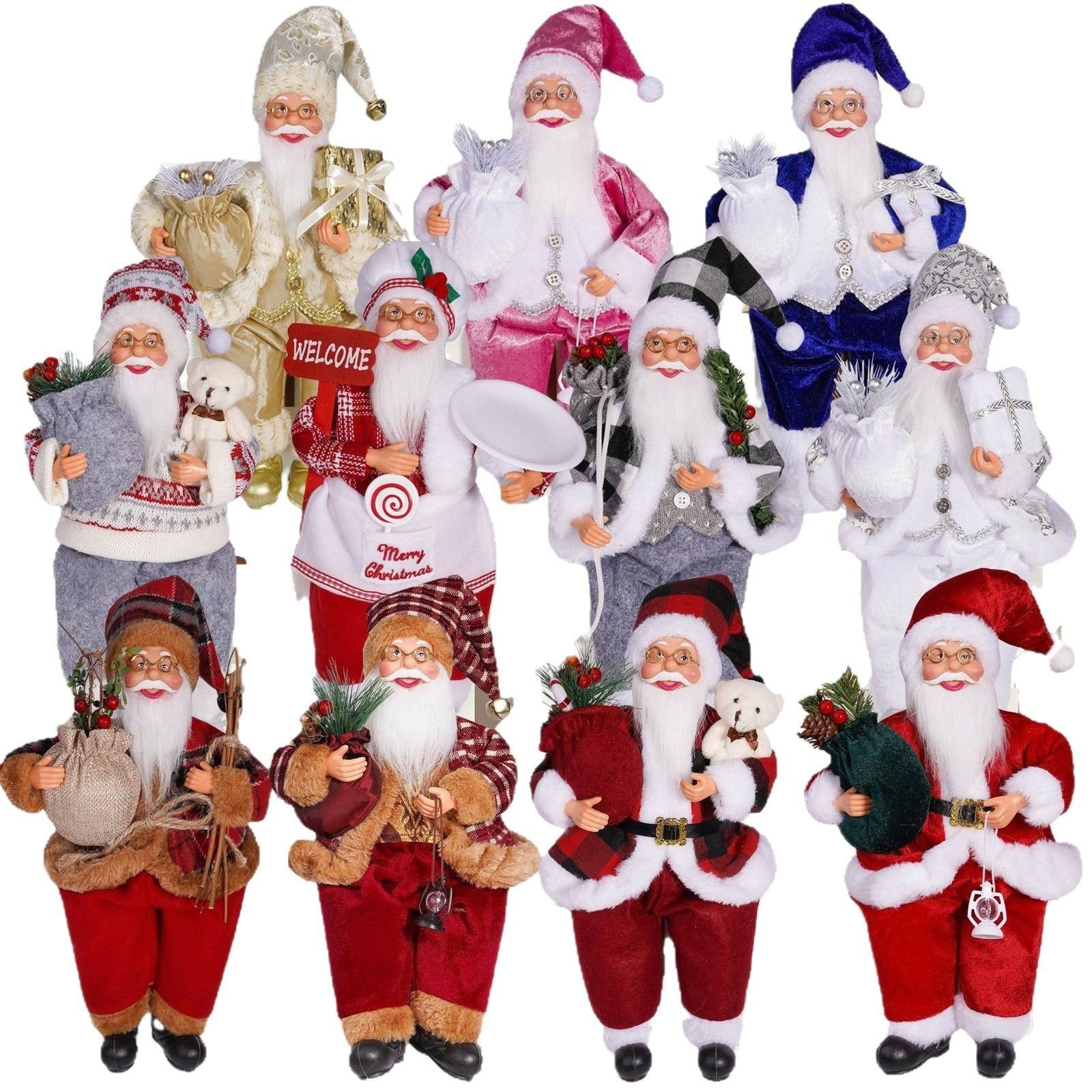 Cross Border Christmas 12 Inch Santa Claus Doll Sitting Position Santa Claus Doll Window Decoration Gift