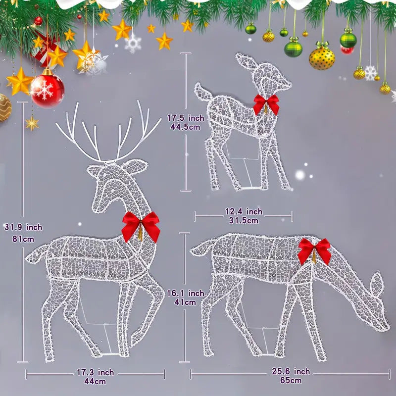 Cross-Border Christmas Deer Home Decoration 3-Piece Set, Glowing Female Deer And Fawn Christmas Ornaments, Light-Emitting Decorations, Christmas Decorations