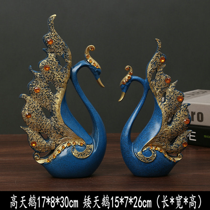 European Style Creative Swan Ornaments Pair Of Living Room Wine Cabinet TV Cabinet Modern Home Decorations Wedding Gift