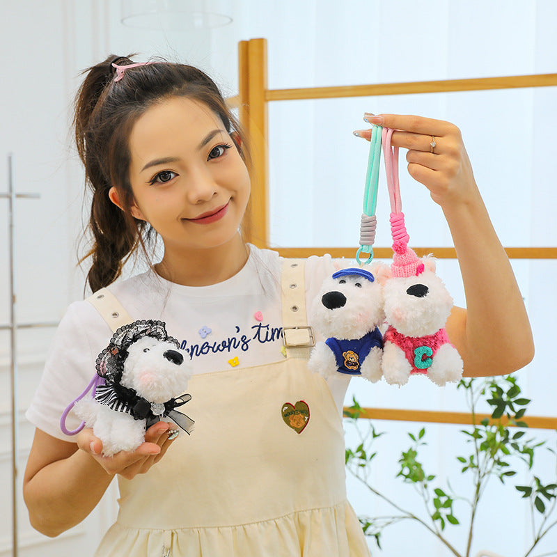 West Highland Dog Hanging Cloth Puppy Keychain Scribbled Dog Plush Pendant Blind Box Plush Toy Doll