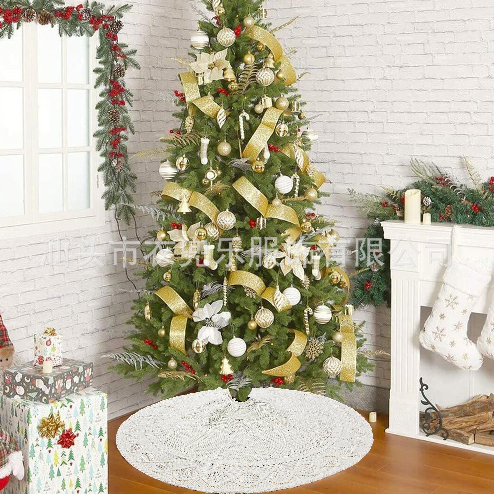New Cross Border Knitted Christmas Tree Skirt Apron Christmas Tree Decorative Supplies 48 Inch Diamond Christmas Tree Skirt