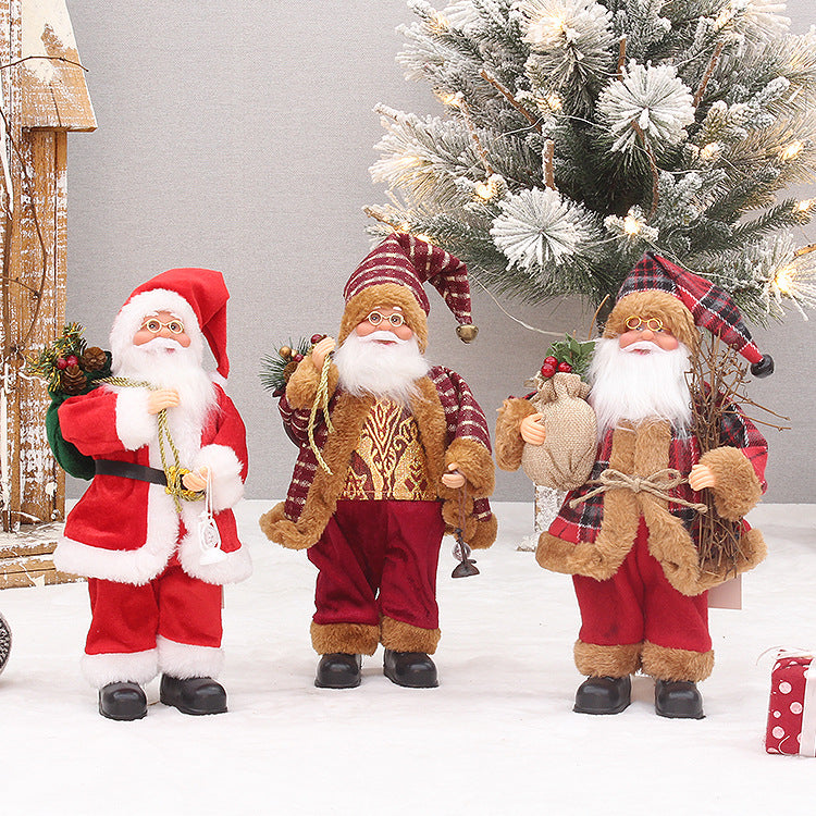 Factory Wholesale Cross Border Christmas New Old Man Doll Window Decoration Supplies 30cm Standing Santa Claus
