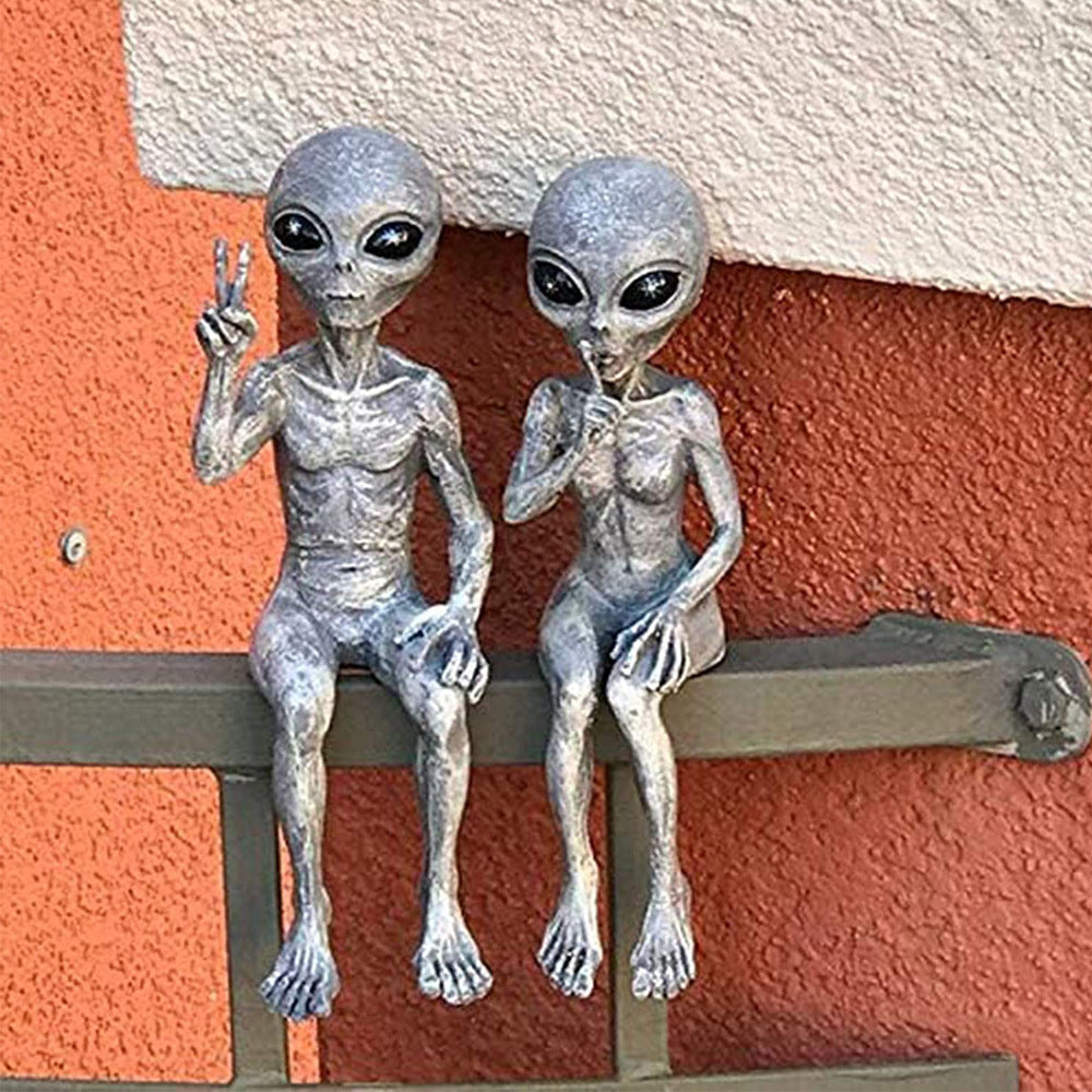 RESIN Statue Resin Alien UFO Outdoor Gnome Garden Statue Decoration