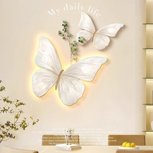 French Cream Butterfly Restaurant Decorative Painting Wall Lamp Bedroom Corridor Living Room Wall Pendant Stereo Hallway Hanging Painting
