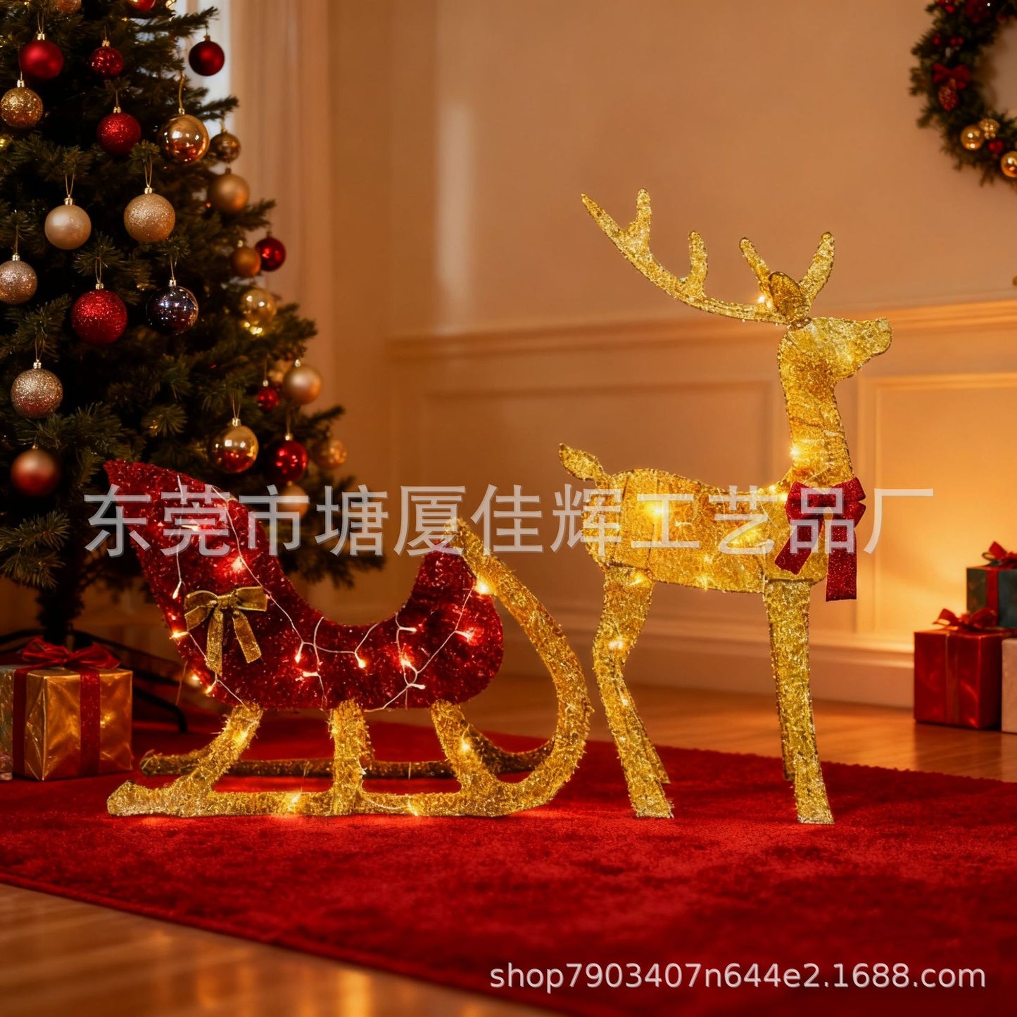 Christmas Decorations Wrought Iron Glowing Christmas Deer Ornaments Hotel Festive Atmosphere Dress Up Christmas Elk Suit