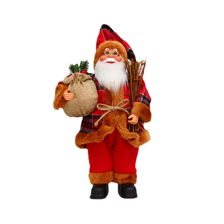 Factory Wholesale Cross Border Christmas New Old Man Doll Window Decoration Supplies 30cm Standing Santa Claus