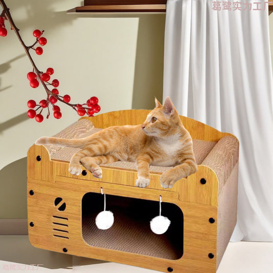 Cat Scratch Board Cat Nest One-in-One Super Two-in-One Large Corrugated Paper Cat Nest Wear-resistant Scratch-resistant Multi-cat Available For Pet