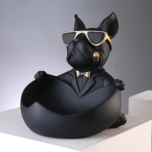 Wear Sunglasses Cool Dog Bulldog Tray Creative Ornaments Entrance Coffee Table Storage Decoration Wedding New House Gift