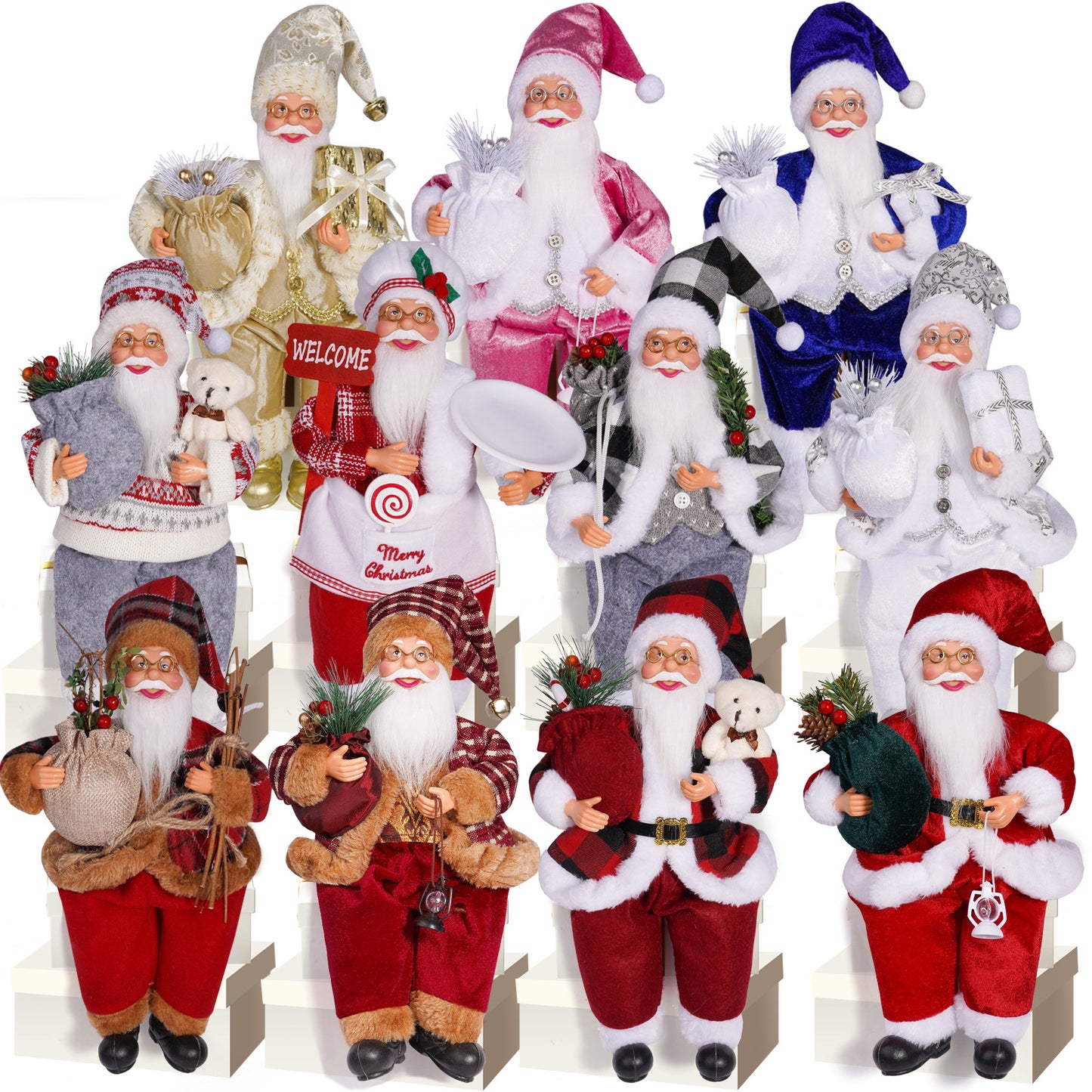 Cross-Border New Santa Claus 12inch Sitting Christmas Ornaments Christmas Doll Ornaments