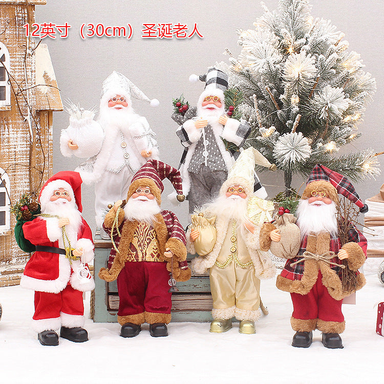 Christmas Party Decorations 30cm Standing Santa Claus New Doll Window Decorations Ornaments