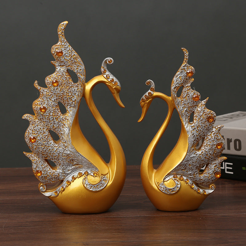 European Style Creative Swan Ornaments Pair Of Living Room Wine Cabinet TV Cabinet Modern Home Decorations Wedding Gift
