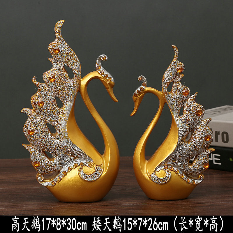 European Style Creative Swan Ornaments Pair Of Living Room Wine Cabinet TV Cabinet Modern Home Decorations Wedding Gift