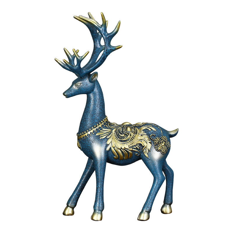 Creative New Chinese Style Sun Pattern Resin Crafts Living Room TV Cabinet Study Room Decoration Golden Deer Ornaments