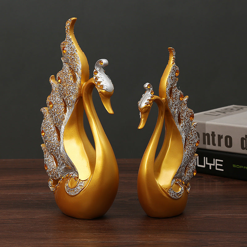 European Style Creative Swan Ornaments Pair Of Living Room Wine Cabinet TV Cabinet Modern Home Decorations Wedding Gift