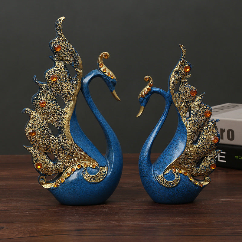 European Style Creative Swan Ornaments Pair Of Living Room Wine Cabinet TV Cabinet Modern Home Decorations Wedding Gift