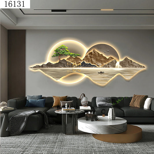 Living Room Decorative Painting LED Light Sofa Background Wall Hanging Painting Advanced Sense Landscape Murals