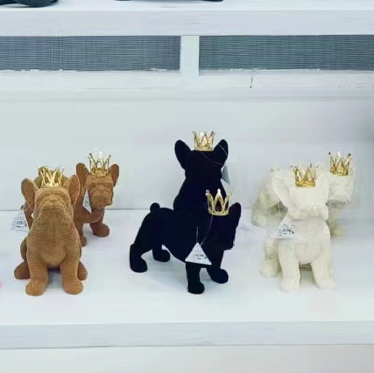 Modern Simple Creative Crown Dog Ornaments Model Room Children's Room Cartoon Cute Abstract Dog Soft Decorations