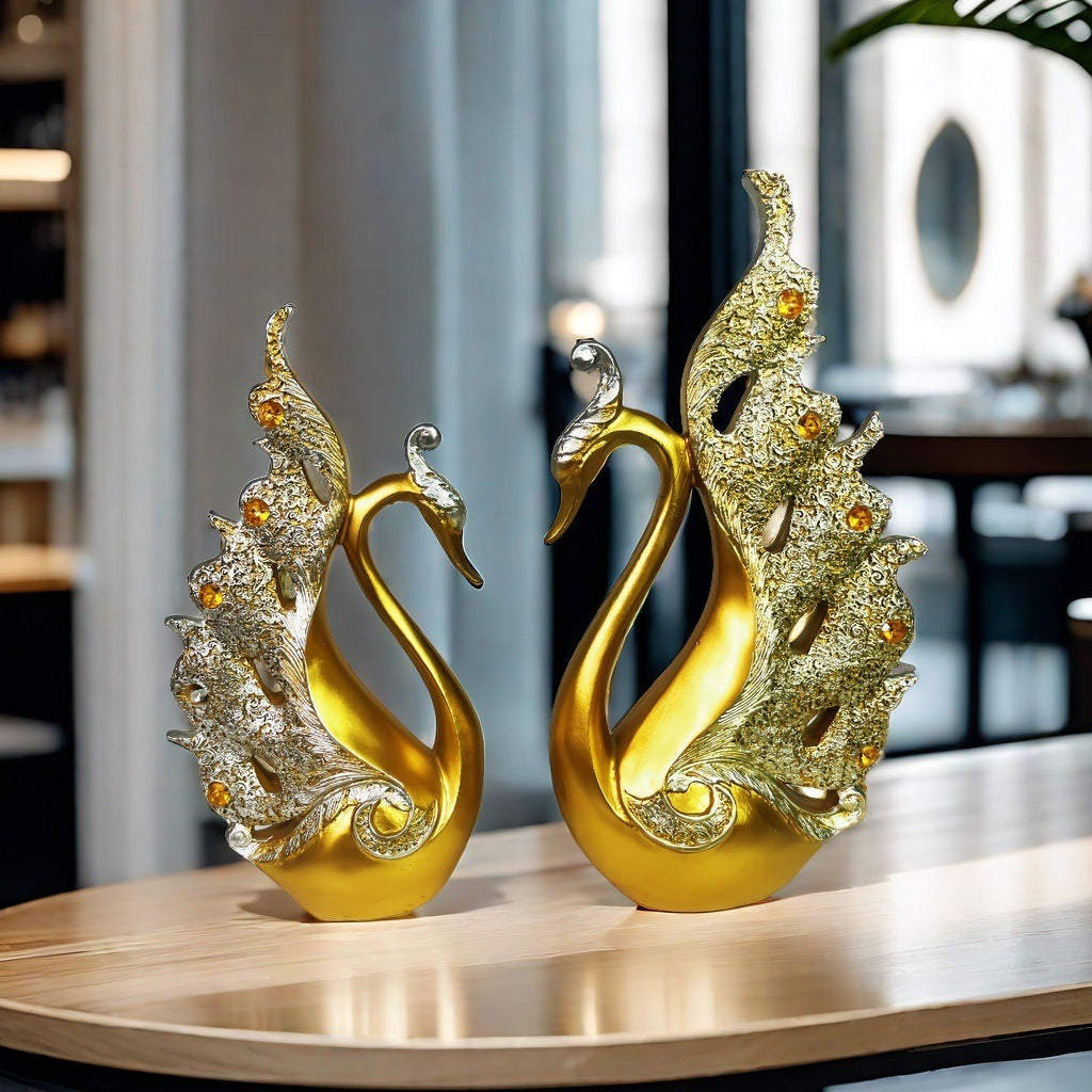 European-style Modern Light Luxury High-end TV Cabinet Swan Ornaments Wine Cabinet Decorations Living Room Desktop Entrance Wedding Gifts