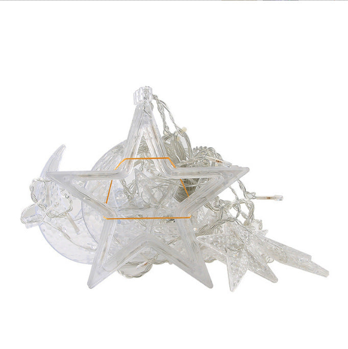 LED Star With Moon And Star Color Lamp Curtain Lamp Girl's Heart Bedroom Decoration Room Balcony Bay Window Layout