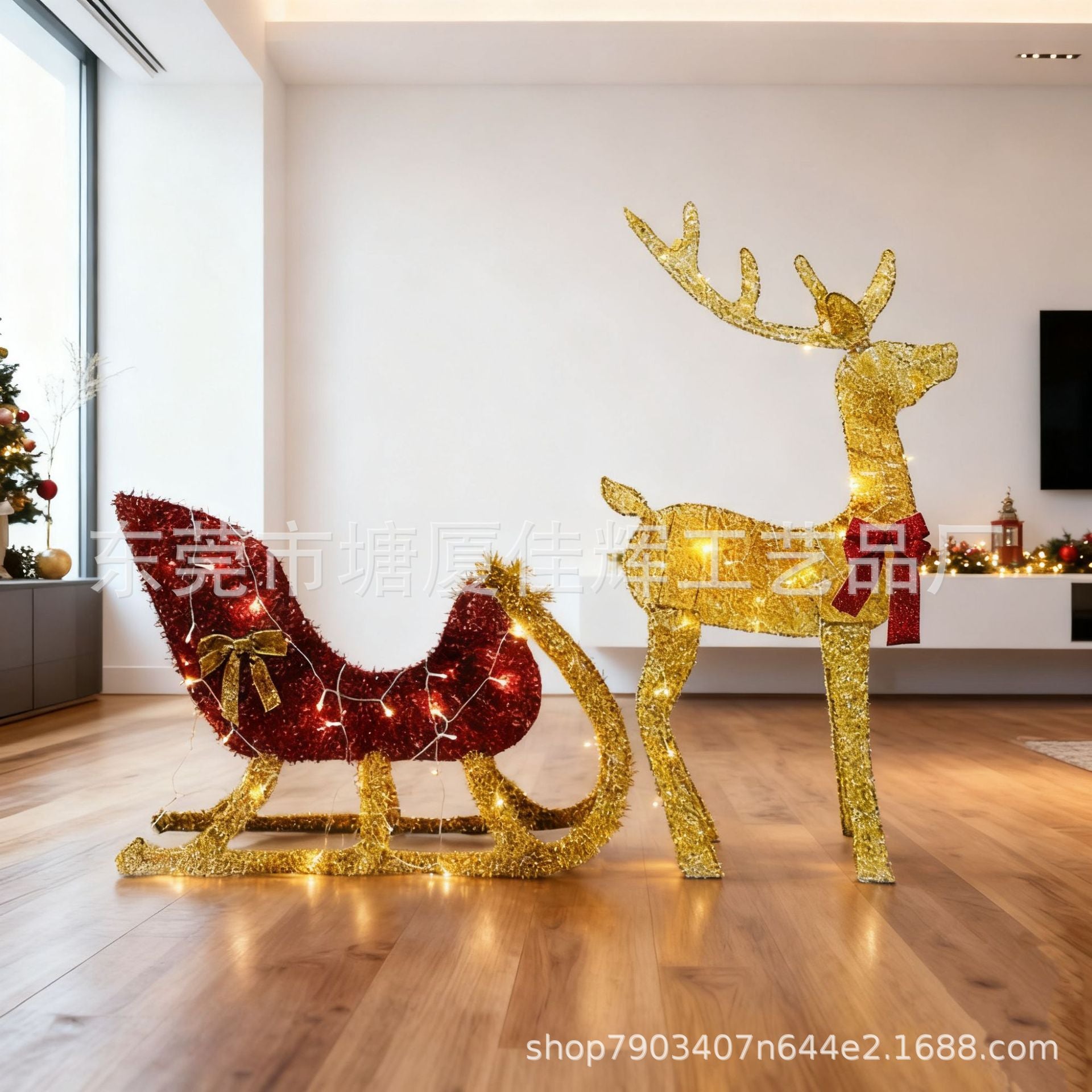 Christmas Decorations Wrought Iron Glowing Christmas Deer Ornaments Hotel Festive Atmosphere Dress Up Christmas Elk Suit