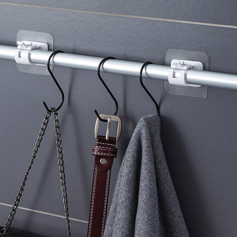Punch-free Curtain Shower Curtain Hook Telescopic Rod Adhesive Hook Fixing Clip Holder Paste Support Clip Door Curtain Hanging Rod Holder