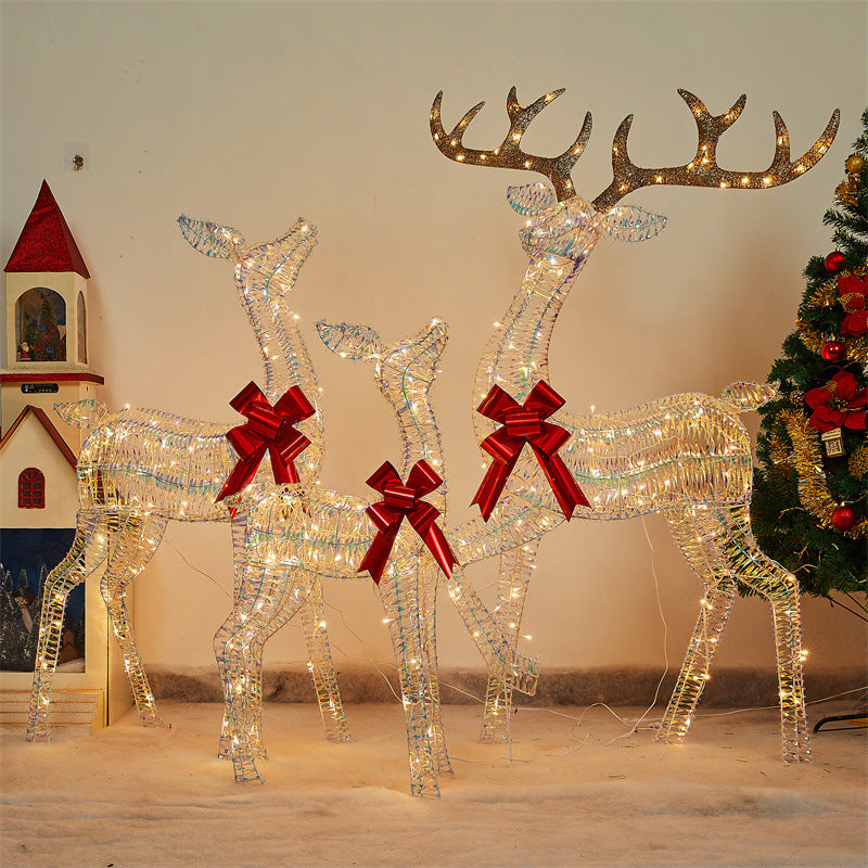 Cross-Border Christmas Luminous Deer Set Large Shopping Mall Hotel Decoration Iron Christmas Elk Decorative Ornaments