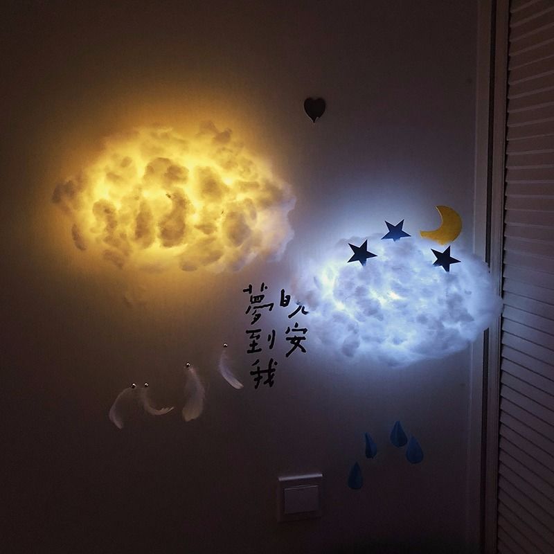 Ins Cloud Lamp Diy Material Bag Handmade Cotton Lamp Internet Celebrity Room Decoration Lamp Girl's Heart Dormitory Hanging Decoration