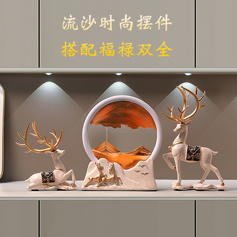 Simple Deer Quicksand Painting Ornaments Home Living Room Wine Cabinet Decoration Entrance Tv Cabinet New House Moving Gift