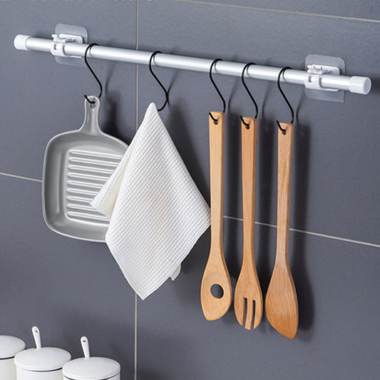 Punch-free Curtain Shower Curtain Hook Telescopic Rod Adhesive Hook Fixing Clip Holder Paste Support Clip Door Curtain Hanging Rod Holder