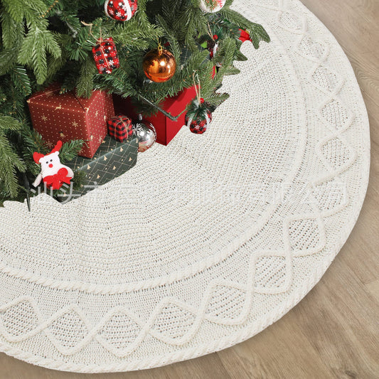 New Cross Border Knitted Christmas Tree Skirt Apron Christmas Tree Decorative Supplies 48 Inch Diamond Christmas Tree Skirt
