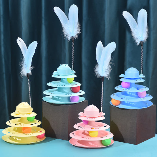 New Macaroon Color Four-layer Cat Turntable Cat Interactive Self-hi Boring Toy Educational Cat Toy Manufacturers