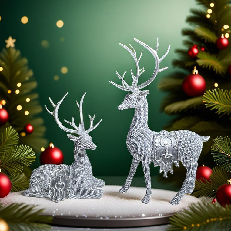 Cross-border New Christmas Beads On Deer Ornaments Living Room Home Desktop Christmas Atmosphere Decorations Wholesale
