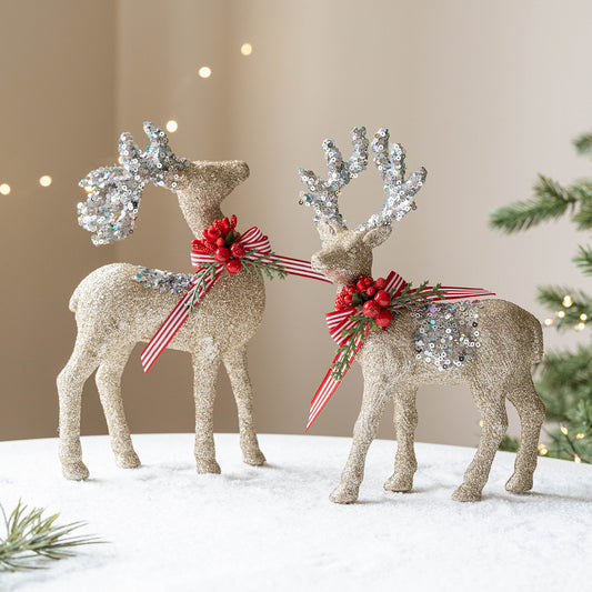 Cross-Border New Christmas Decorations Champagne Silver Red Elk Desktop Ornaments Ins Arrangement Photo Props