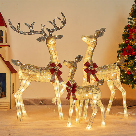 Cross-Border Christmas Luminous Deer Set Large Shopping Mall Hotel Decoration Iron Christmas Elk Decorative Ornaments