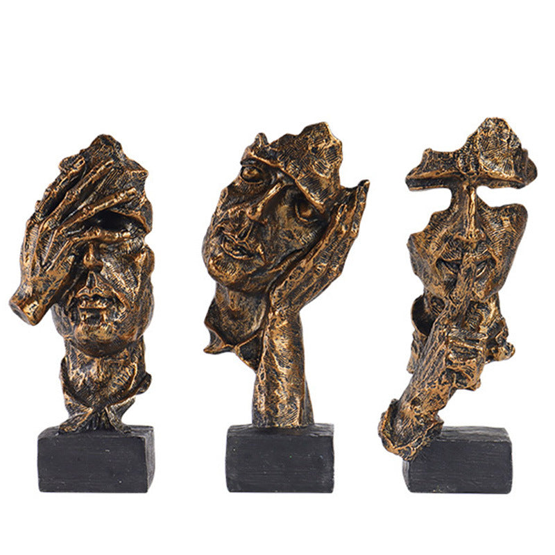 Retro Silence Is The Golden Thinker Sculpture Shop Counter Store Decorations Living Room Bedroom Porch Gift Ornaments
