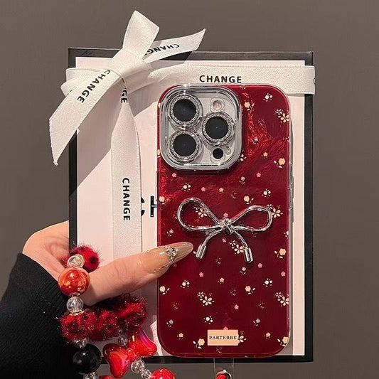 Cross-border Explosions For Apple 16promax Mobile Phone Case New Small Floral IPhone15 Three-dimensional Bow 14