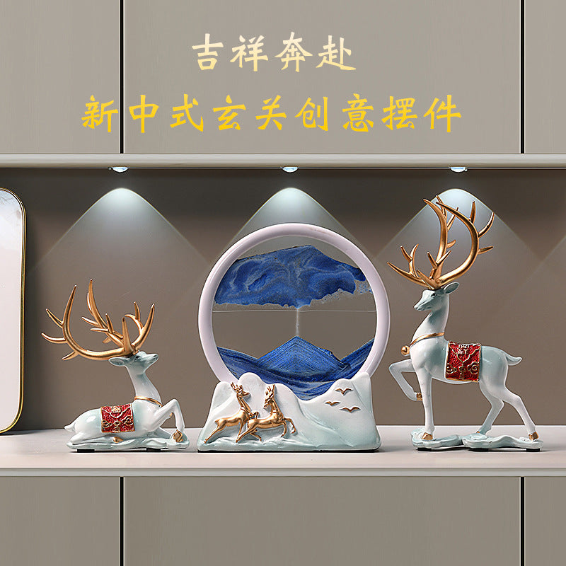 Simple Deer Quicksand Painting Ornaments Home Living Room Wine Cabinet Decoration Entrance Tv Cabinet New House Moving Gift