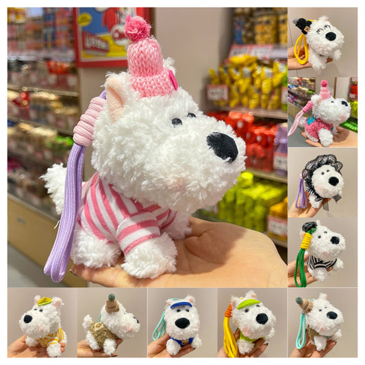 West Highland Dog Hanging Cloth Puppy Keychain Scribbled Dog Plush Pendant Blind Box Plush Toy Doll