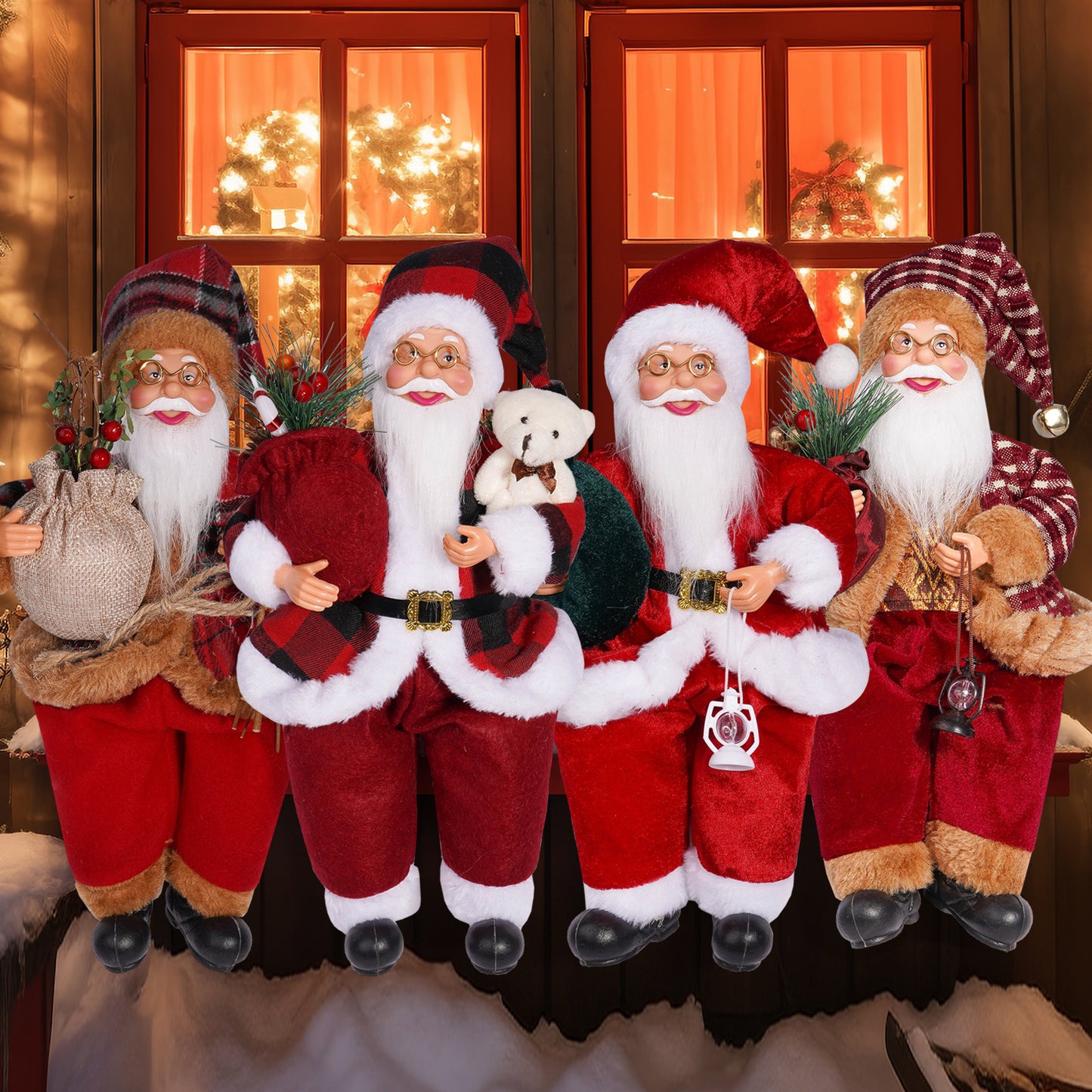 Cross Border Christmas 12 Inch Santa Claus Doll Sitting Position Santa Claus Doll Window Decoration Gift