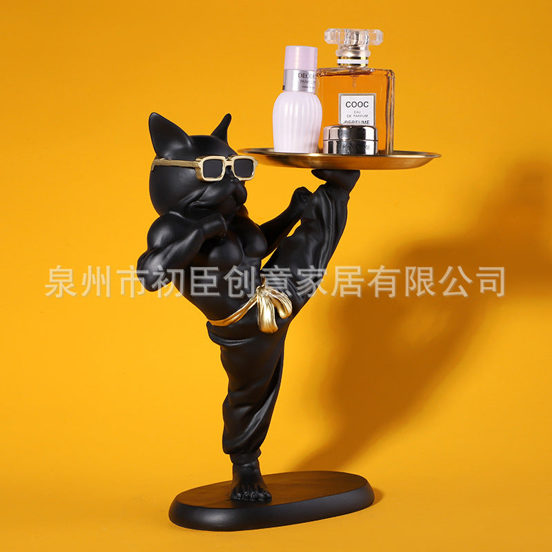 Cross-Border Creative Bulldog Ornaments Key Storage Tray Entrance Office Desk French Bulldog Home Decoration Gifts