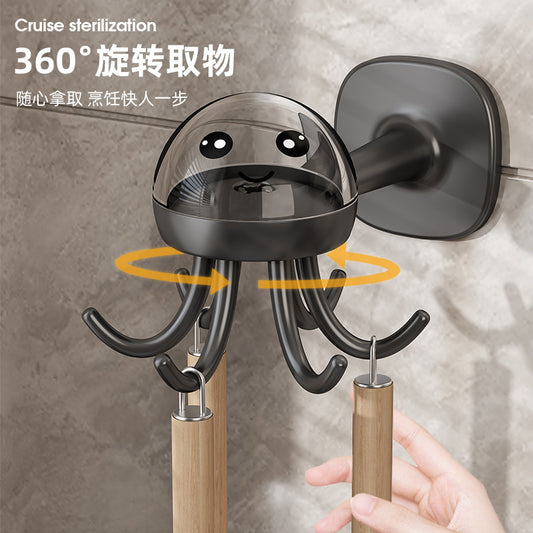 Six-Claw Hook Kitchen Rotatable Wall-mounted Octopus Hook Household Storage Hook Bathroom Toilet Sticky Hook