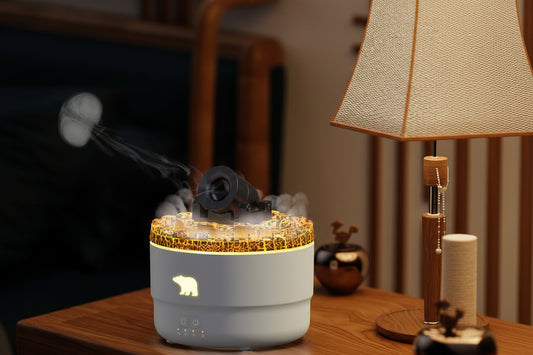2024 New Creative Battery Colorful Crack Aromatherapy Machine Household Desktop Small Ultrasonic Smoke Ring Humidifier