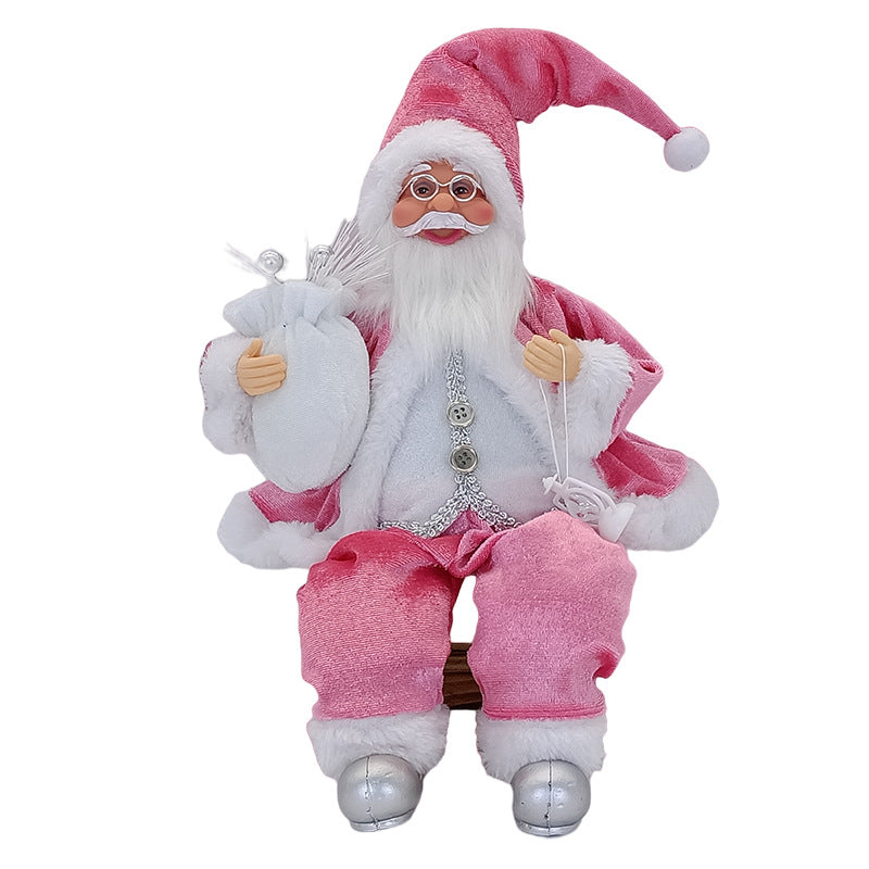 Santa Claus Cross Border 35cm Sitting Posture Santa Claus Ornaments Christmas Scene Doll Decorations Christmas Gifts