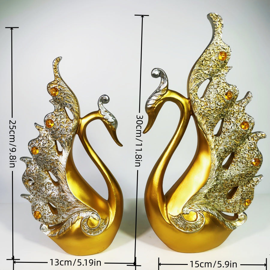 European-style Modern Light Luxury High-end TV Cabinet Swan Ornaments Wine Cabinet Decorations Living Room Desktop Entrance Wedding Gifts